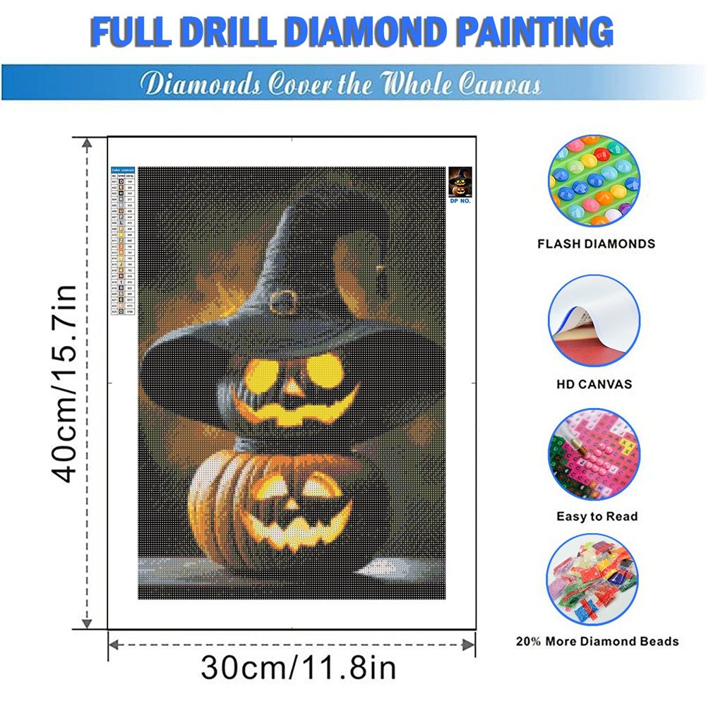 Manufacturer DIY 5D Diamond Painting for Adults Halloween Scary Pumpkin Rhinestone Craftwork Sets Diamond Painting Best Gifts