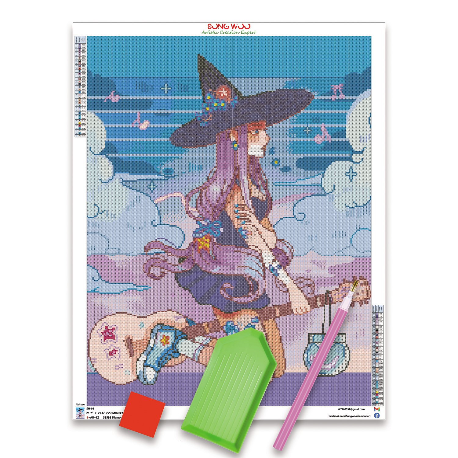 SONGWOO Wholesale Hot Sale DIY Custom Diamond Painting Kit Rhinestone Art Halloween Style Magic Witch Premium Kit