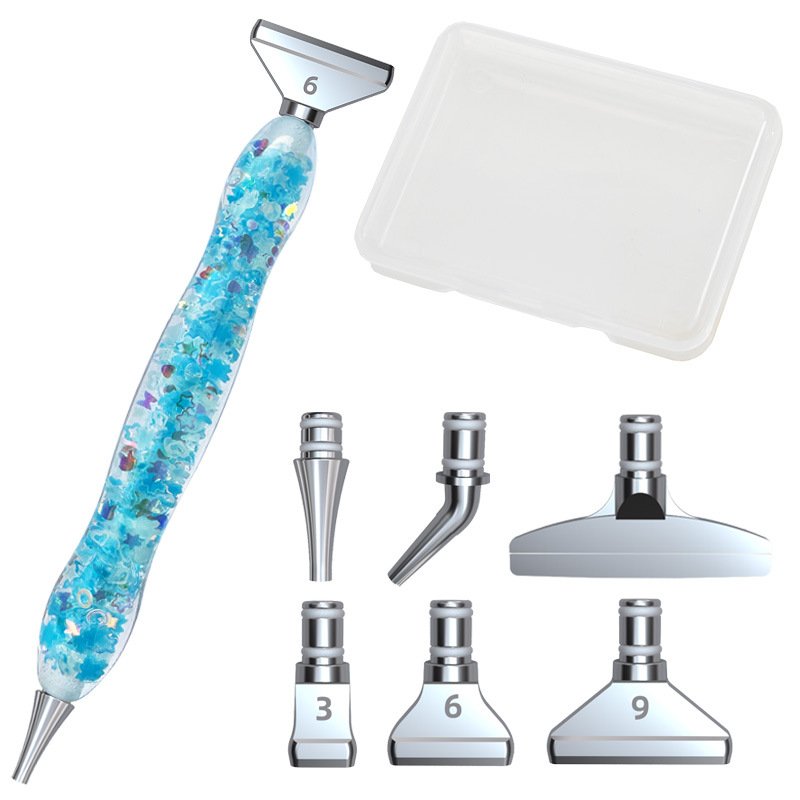 Resin Luminous Diamond Painting Pen Set with Storage Box, Diamond Rhinestone Beads Picker, DIY Nail Art Embroidery Decoration