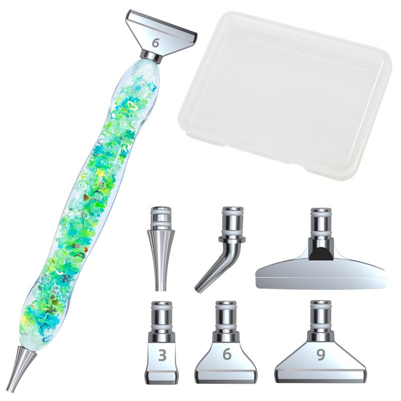 Resin Luminous Diamond Painting Pen Set with Storage Box, Diamond Rhinestone Beads Picker, DIY Nail Art Embroidery Decoration