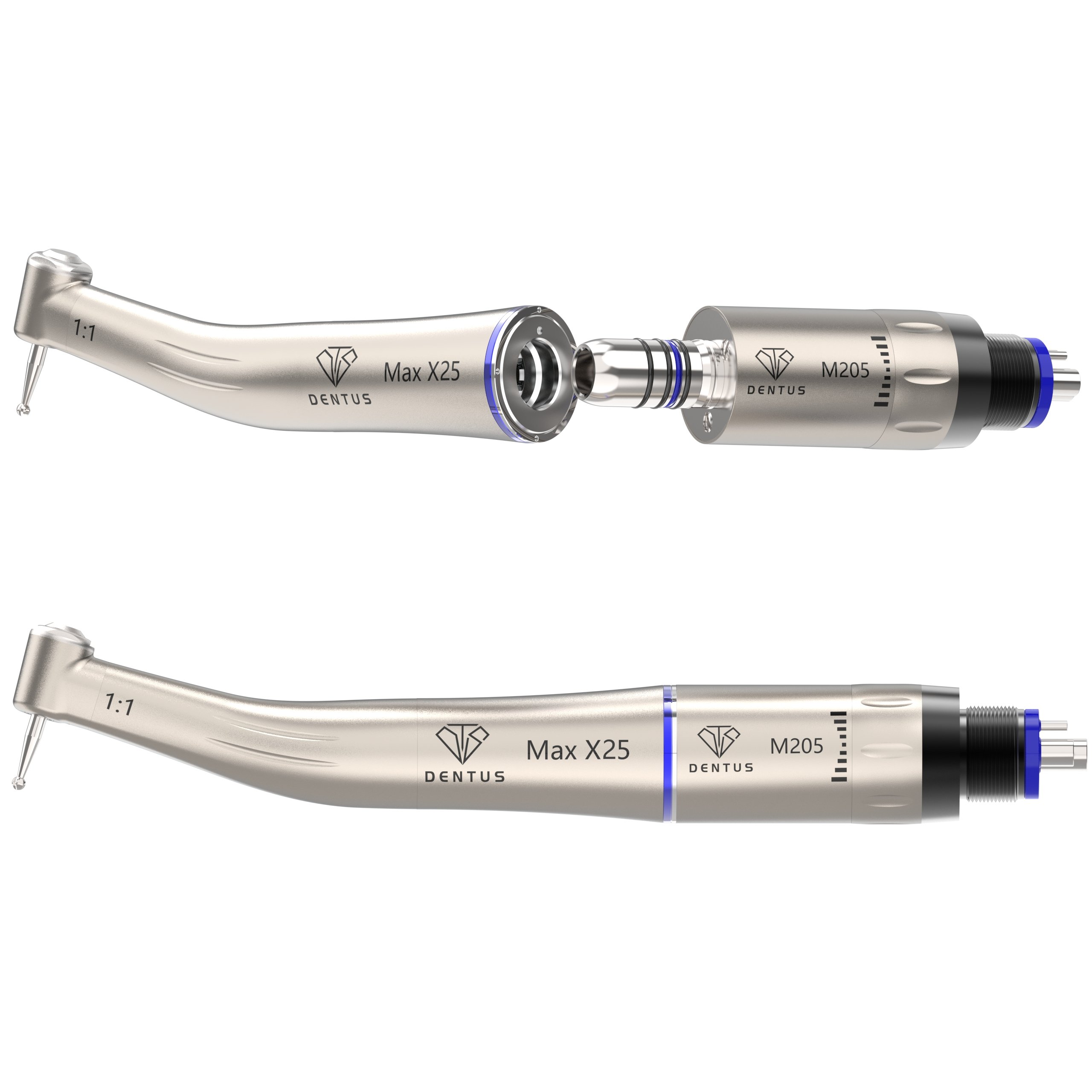 Air Motor LED Internal Sprayer 2/4/6 Hole Kit, M205LG 1:1 Right Angle Dental Handpiece Set