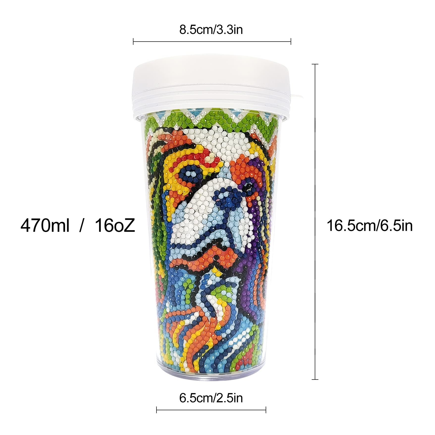 Diamond Painting Plastic Cup Animal Dog Diamond Painting Tumbler for Beginner Adult