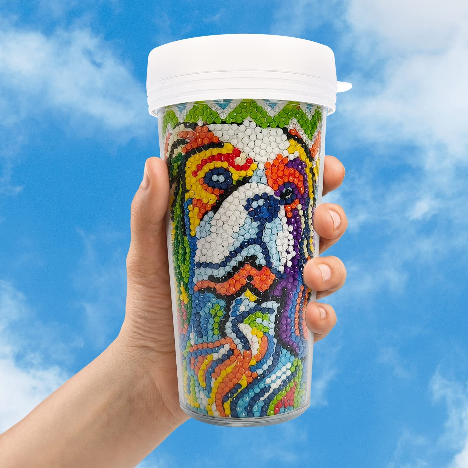 Diamond Painting Plastic Cup Animal Dog Diamond Painting Tumbler for Beginner Adult