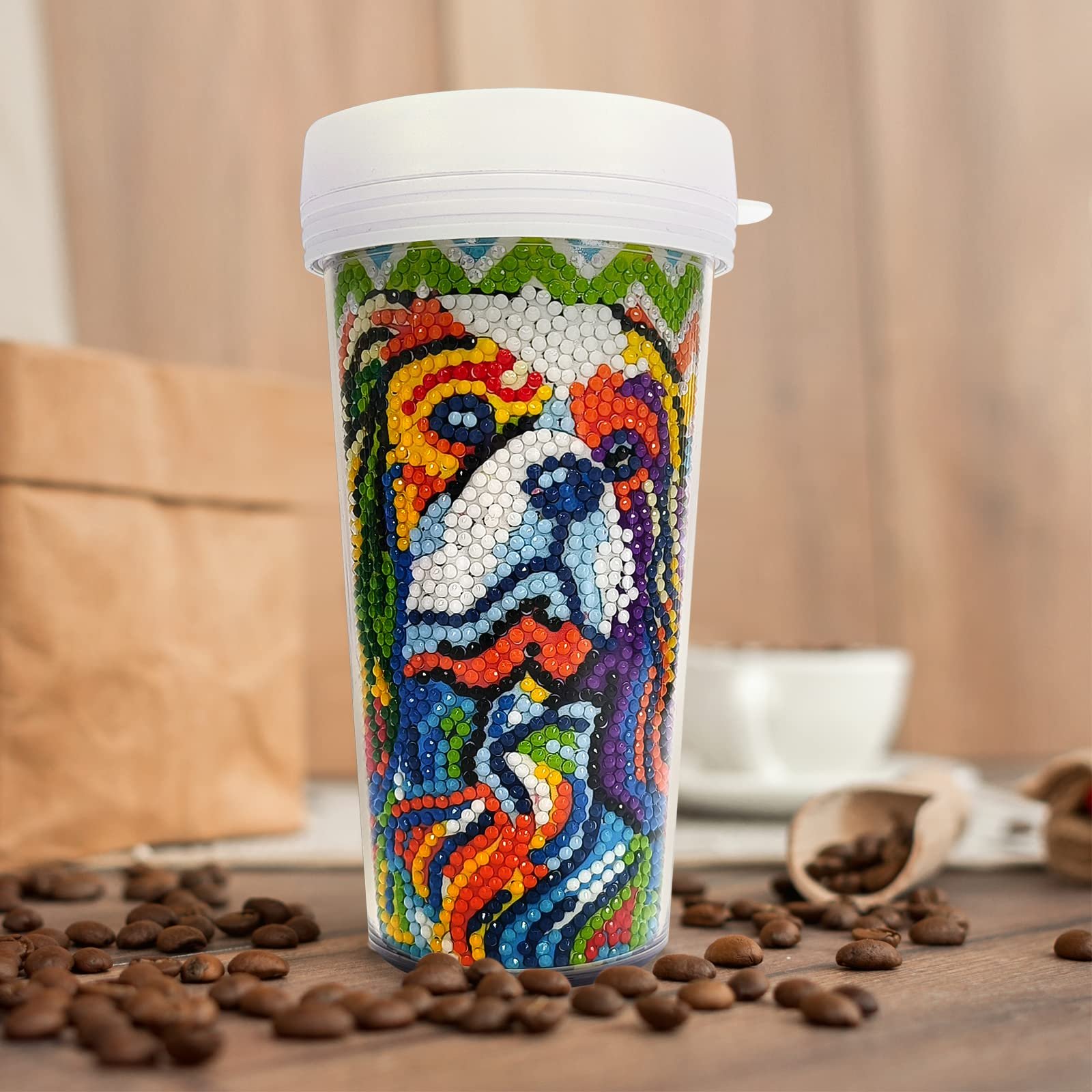 Diamond Painting Plastic Cup Animal Dog Diamond Painting Tumbler for Beginner Adult