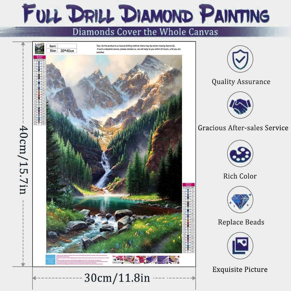 Diamond painting set DIY beautiful mountain forest waterfall landscape painting set Home decoration wall landscape painting