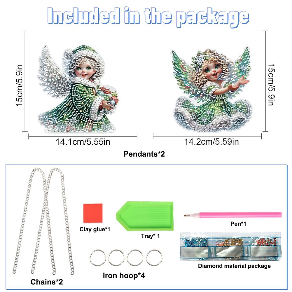 Wholesale DIY 2pcs/set Angel Baby Special Shaped Diamond Painting Pendant Irregular Home Decor Acrylic Hanging Ornament
