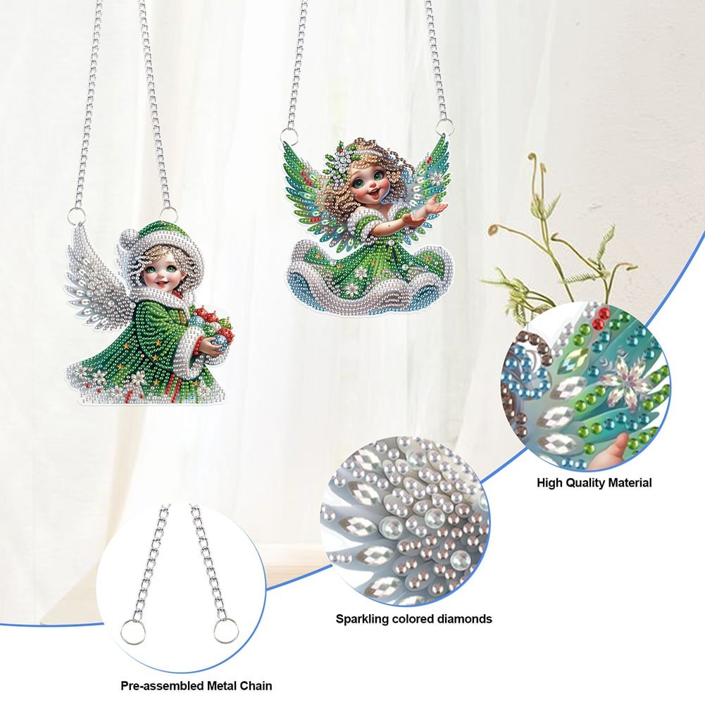 Wholesale DIY 2pcs/set Angel Baby Special Shaped Diamond Painting Pendant Irregular Home Decor Acrylic Hanging Ornament