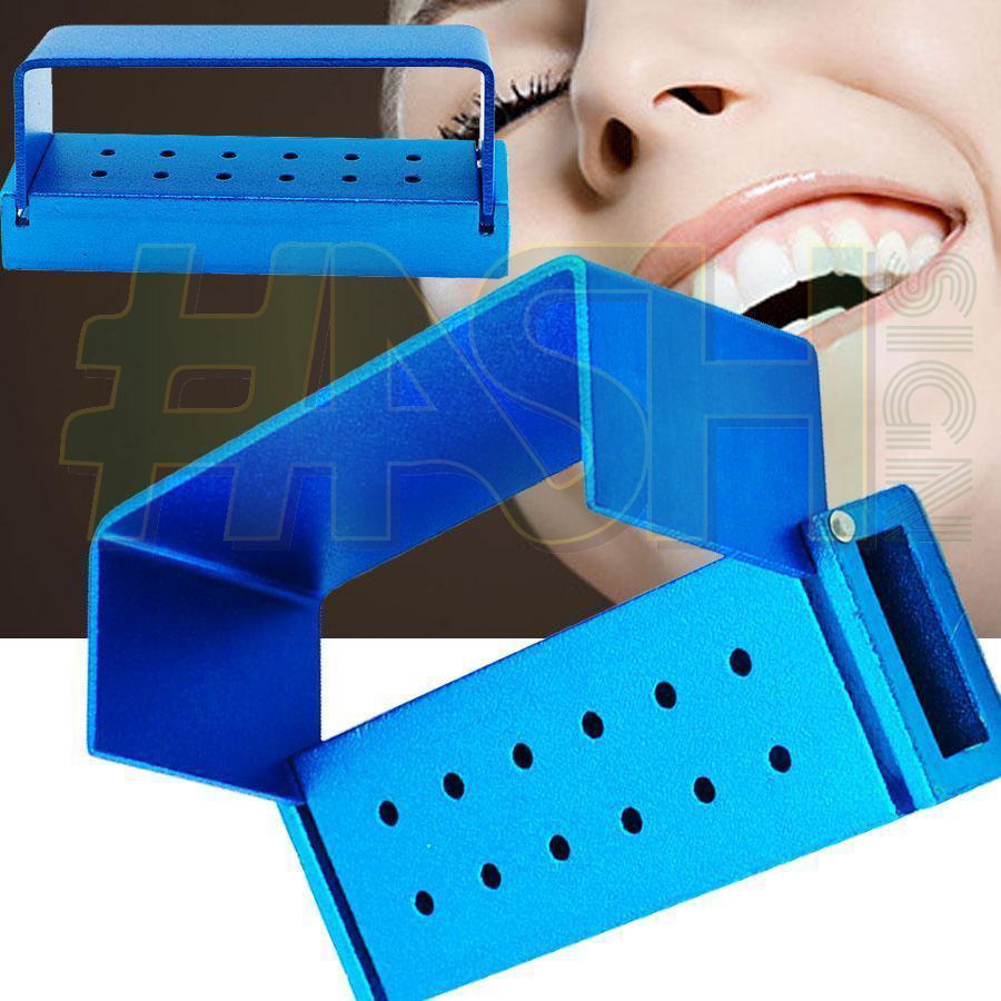 Open Dental Aluminum Bur Holder Block with 12 Holes Manual Power Source FG Burs Compatible Disinfection Box