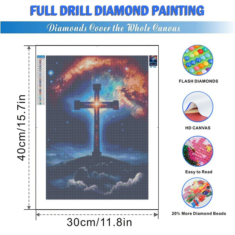 Cross Series DIY 5D Diamond Painting Full Round Drill Christ Cross With Star Milky Way Nature Tapestry Easter Jesus