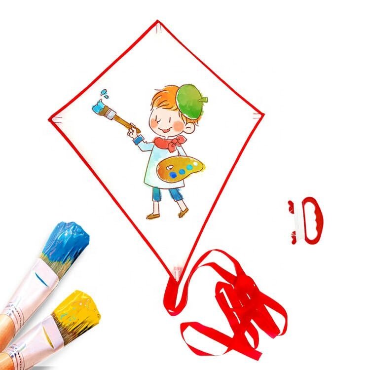 Teaching Diamond Flying toys DIY kites Hand-painted Graffiti Blank diamond kite