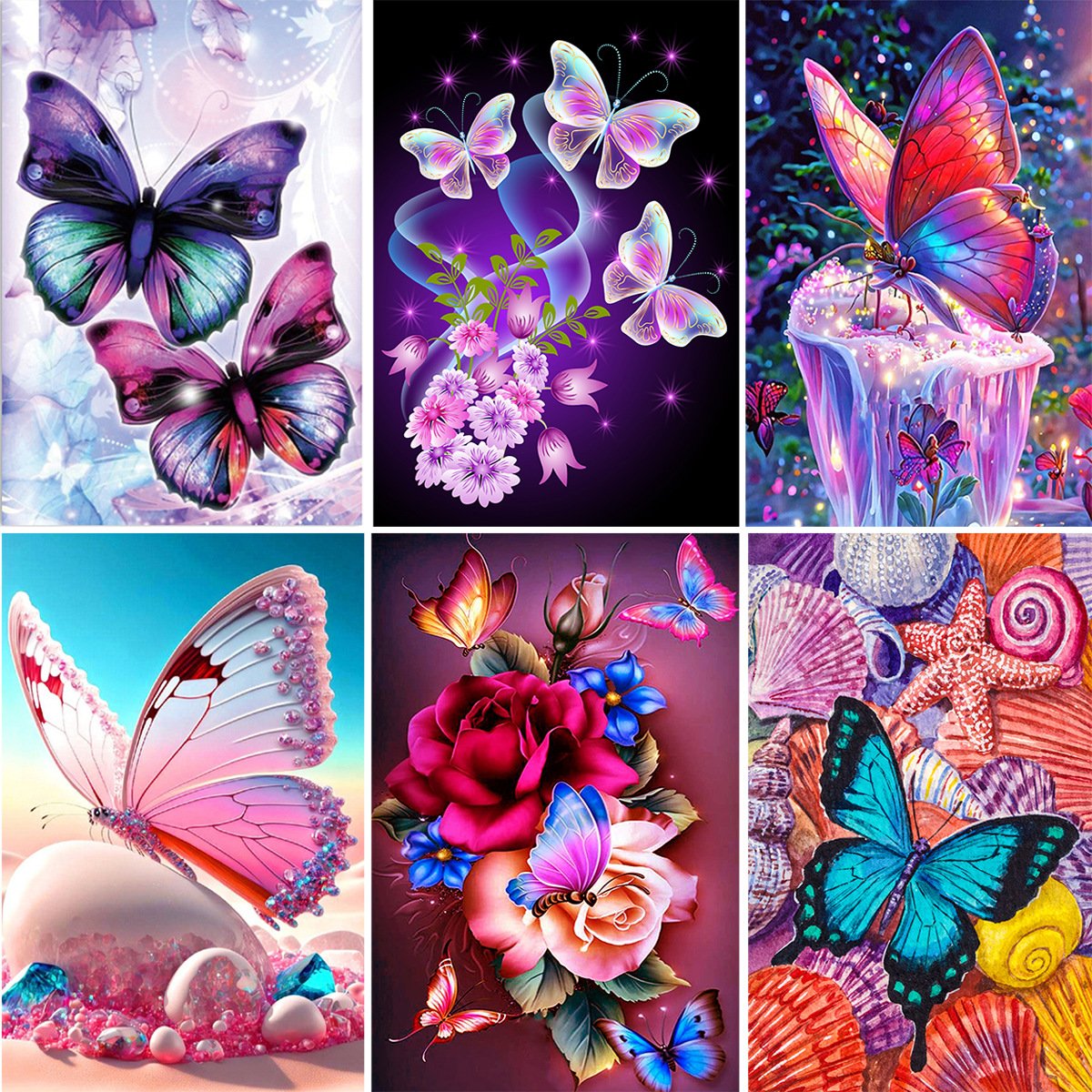 Hot Selling Fairy Dust Diamond Painting Flower Butterfly Wall Art Diamond Painting For Adults Picture Custom