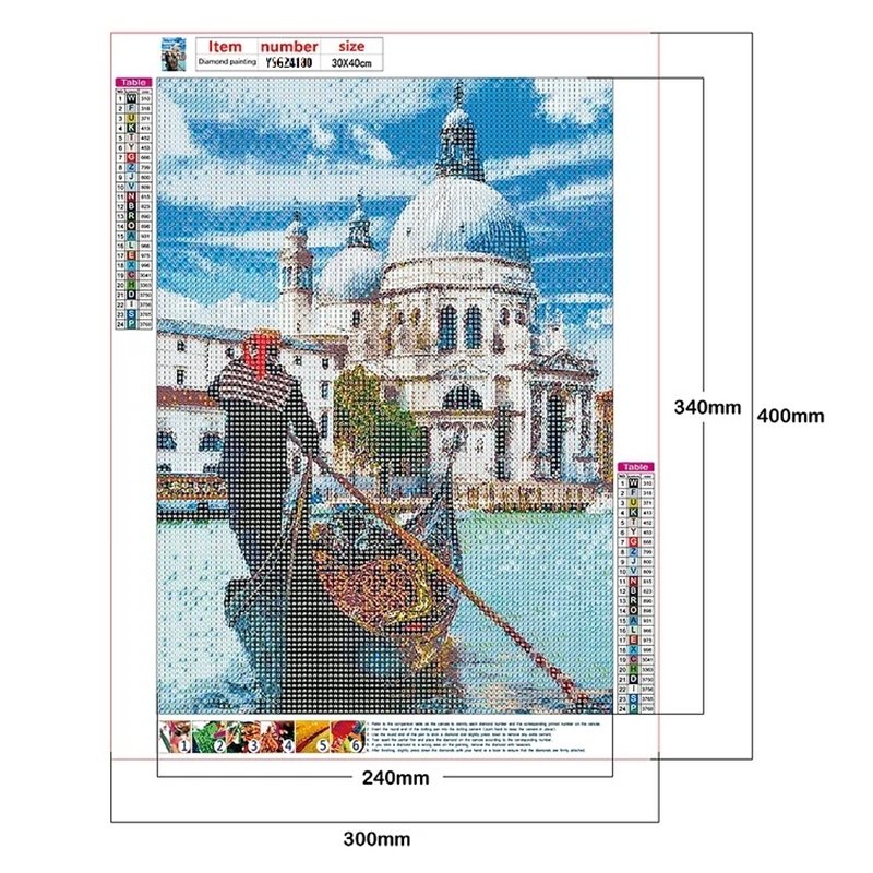 Venice Boat Diamond Painting Kit DIY 5D Cityscape Diamond Picture Full Round Rhinestone Painting Kit