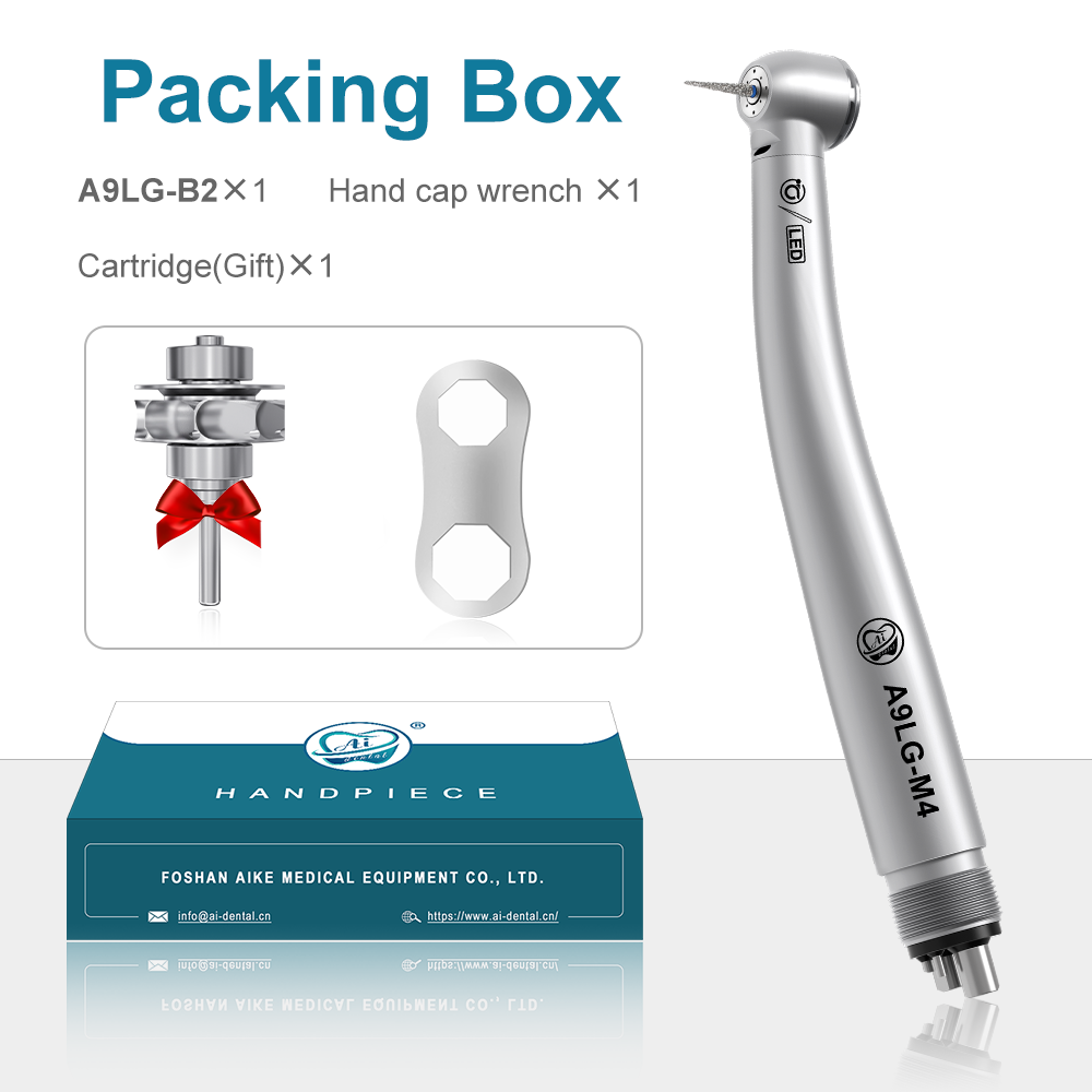 AI DENTAL AiKO Series A9LG-M4 Dental Self-generator LED Air Turbine High Speed Handpiece 4 Water Spray for 4 Hole Dental Chair