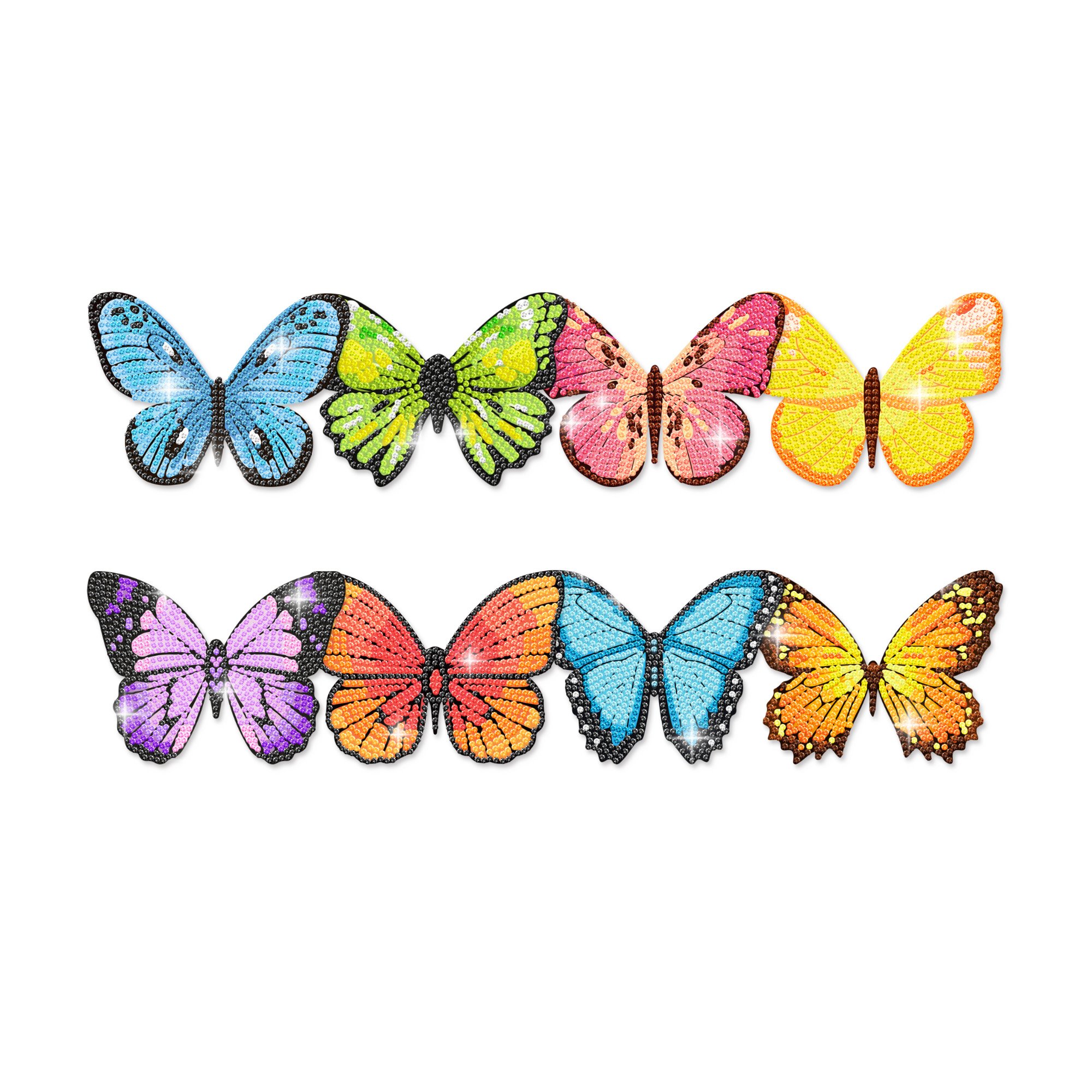 Huancai 8PCS Butterfly Stakes Diamond Painting DIY Diamond Art Kits for for Indoor Outdoor Garden Yard Decoration Party Supplies