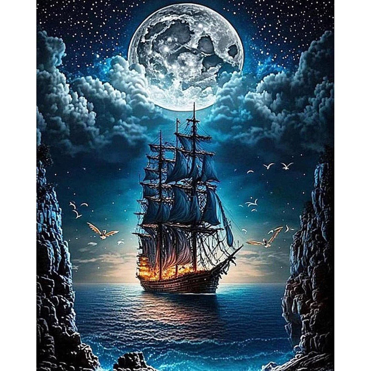 Evening Sky Seascapes 5D Diamond Painting Classic Europe Landscape Rhinestone Wall Art Decoration for Adults Printed Home Use