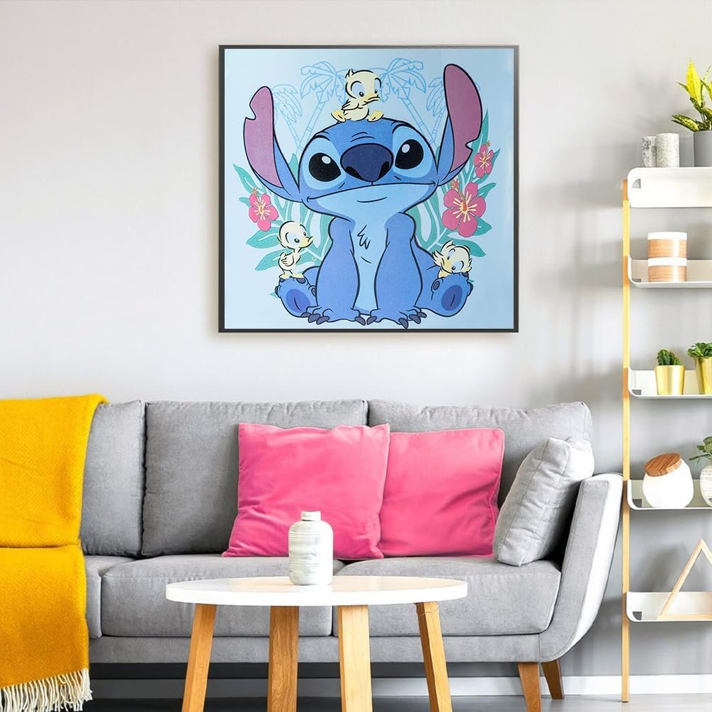 Stitch Group Statue Diamond Painting Cute Little Yellow Duck Diamond Painting Cartoon Anime Diamond Painting 20*20cm