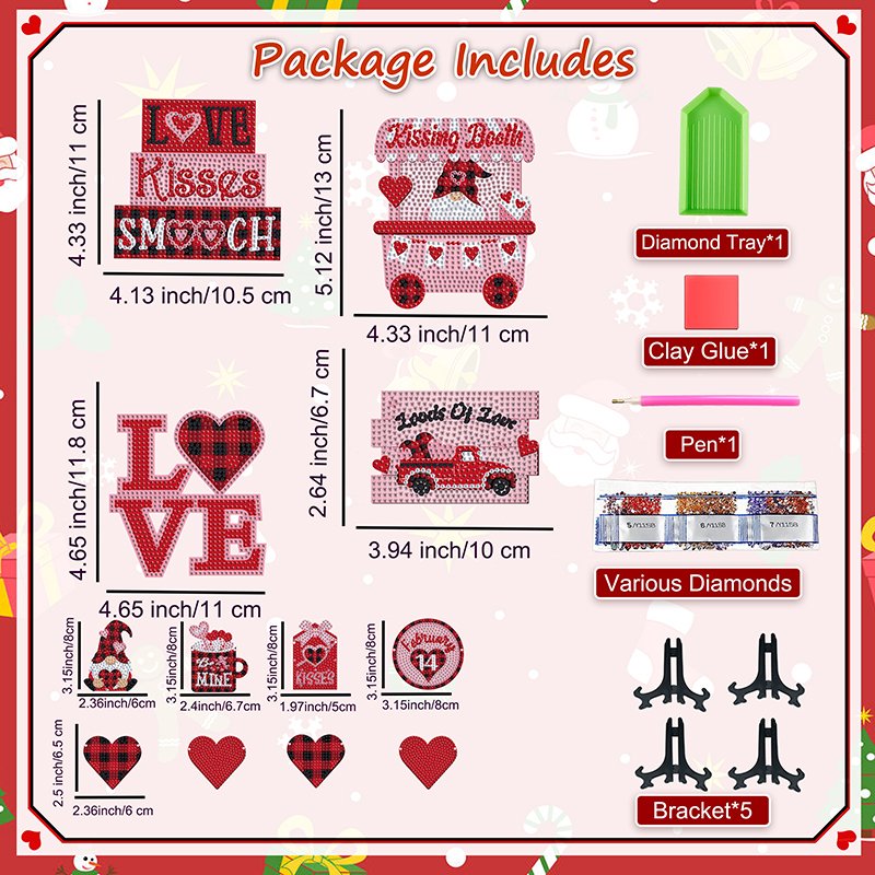 Factory Price 5d Diamond Painting Diy Pink Love Heart Christmas Ornament Pendant Acrylic Diamond Crystal Pendant Desktop Decor
