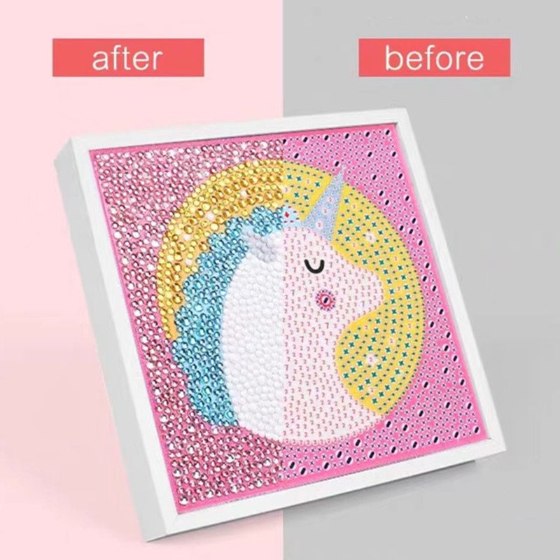 R-SLK001-012 Cute Unicorn Home Decor Paintings Canvas Picture Printing Framed Diamond Painting For Kids