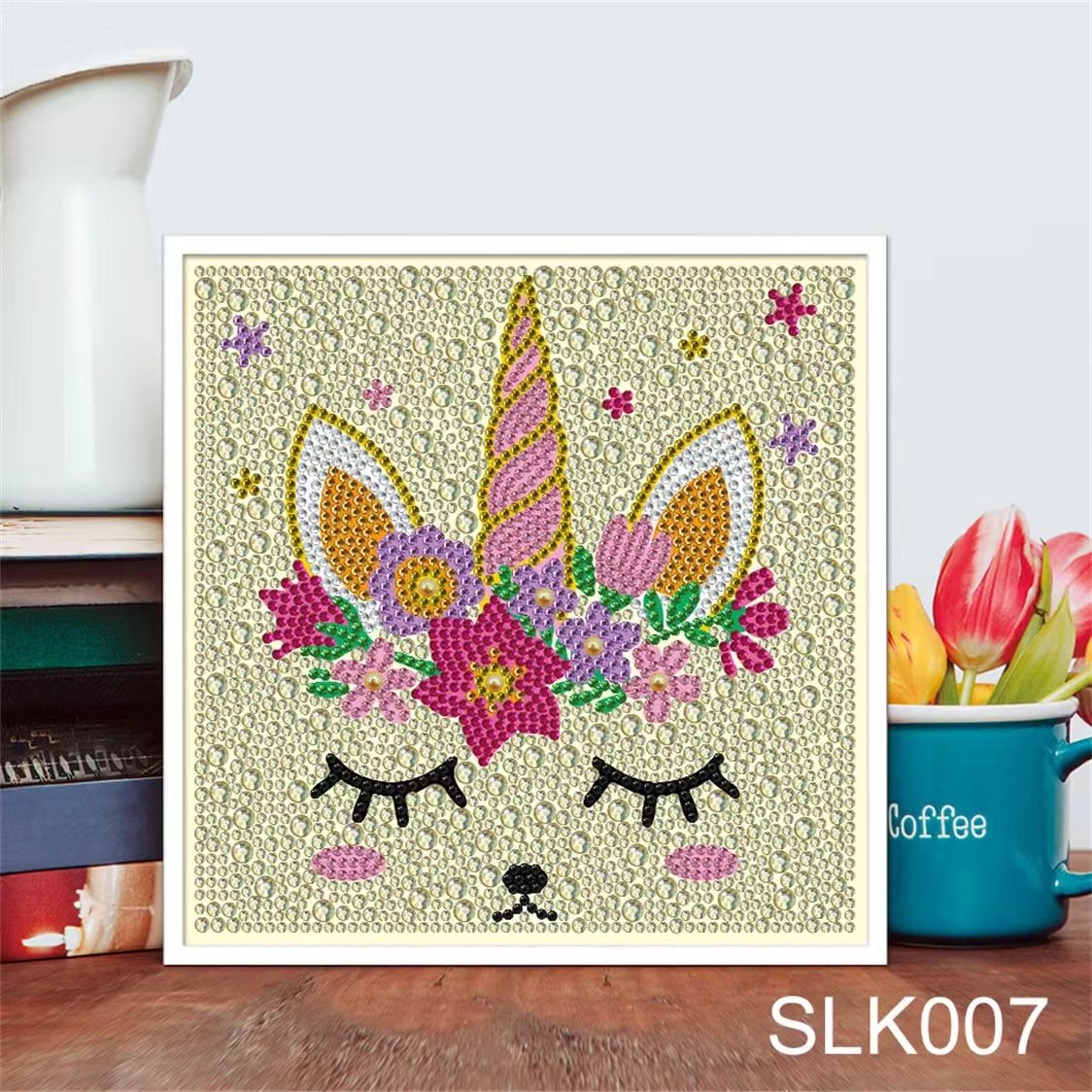 R-SLK001-012 Cute Unicorn Home Decor Paintings Canvas Picture Printing Framed Diamond Painting For Kids