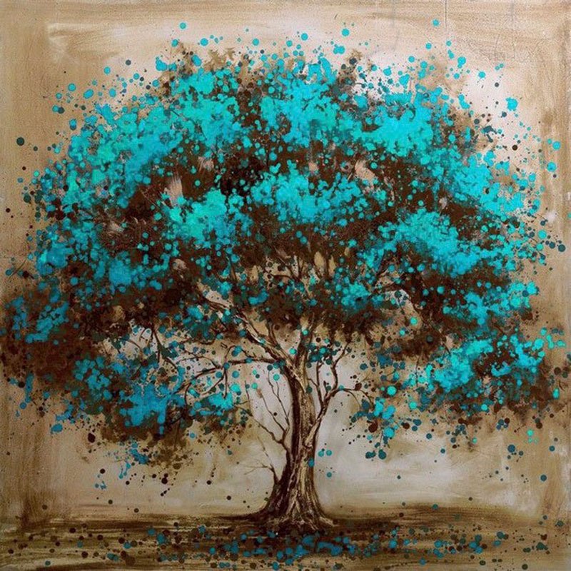 Custom Diamond Painting Art Colorful Tree Painting Landscape 5D Crystal Diamond Painting for Living Room Halloween Decoration