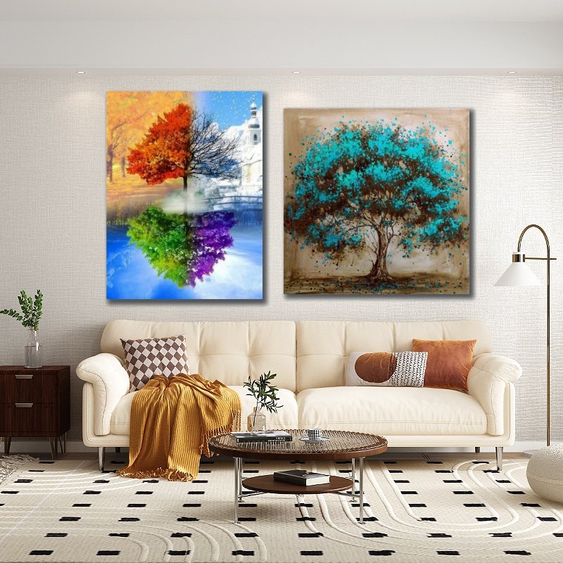 Custom Diamond Painting Art Colorful Tree Painting Landscape 5D Crystal Diamond Painting for Living Room Halloween Decoration
