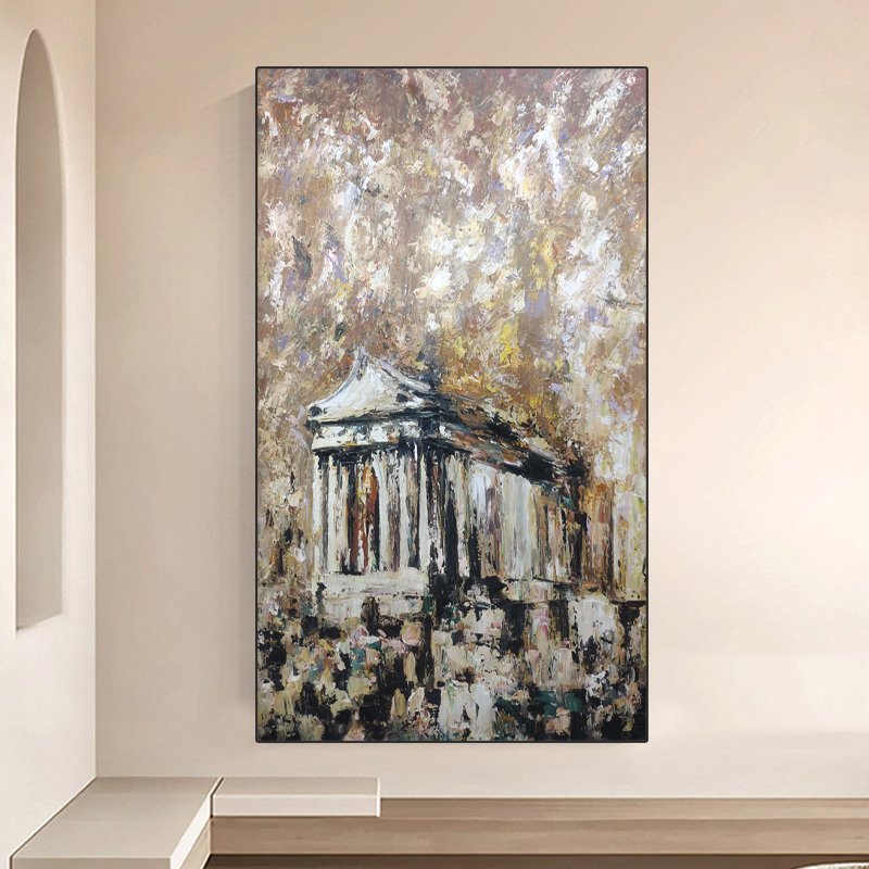 Sell like hot cakes Abstract paintings for living room wall with frame hand painted canvas oil painting landscape