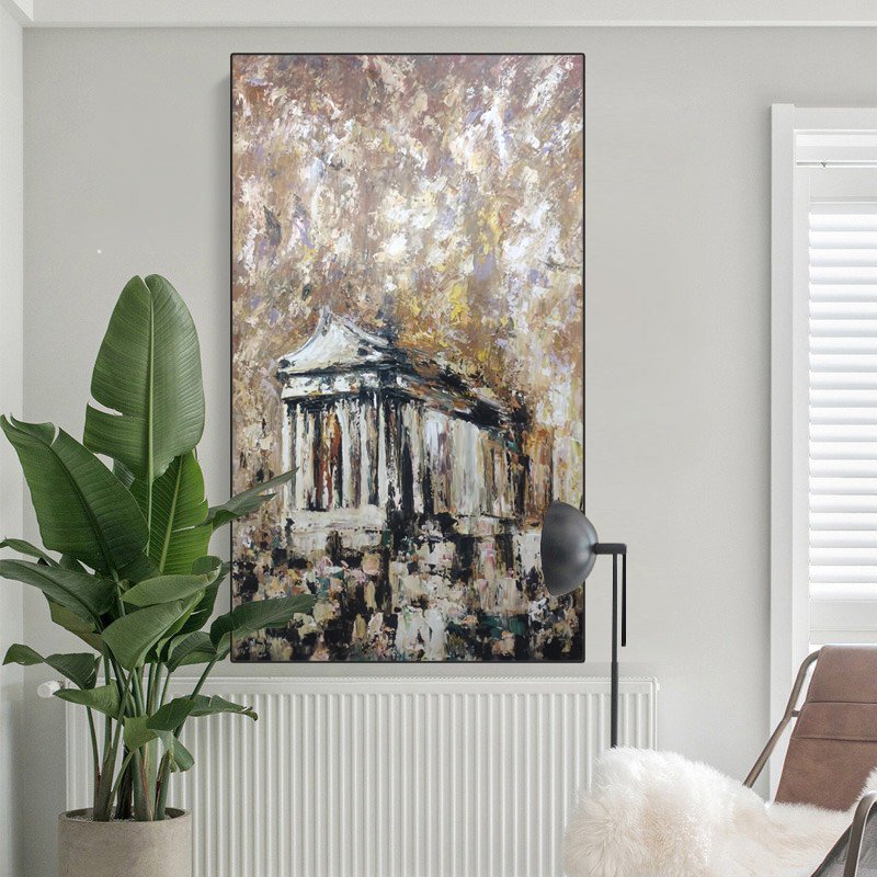 Sell like hot cakes Abstract paintings for living room wall with frame hand painted canvas oil painting landscape