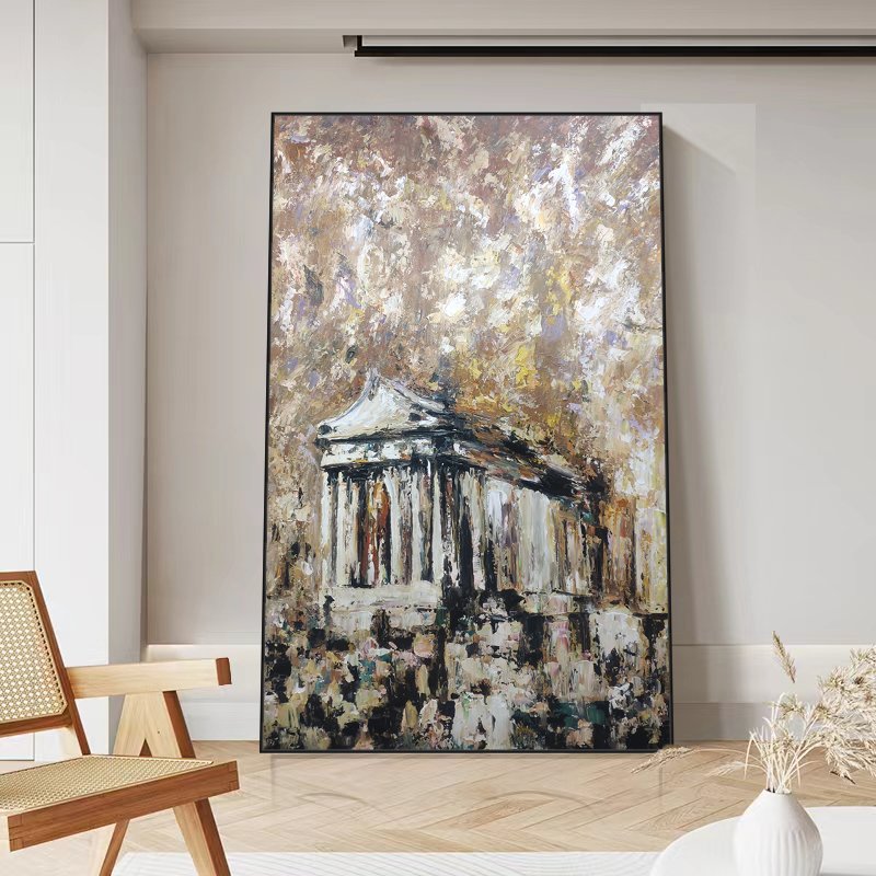Sell like hot cakes Abstract paintings for living room wall with frame hand painted canvas oil painting landscape