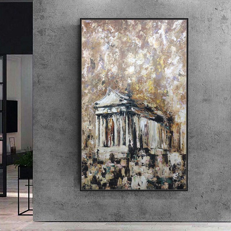 Sell like hot cakes Abstract paintings for living room wall with frame hand painted canvas oil painting landscape