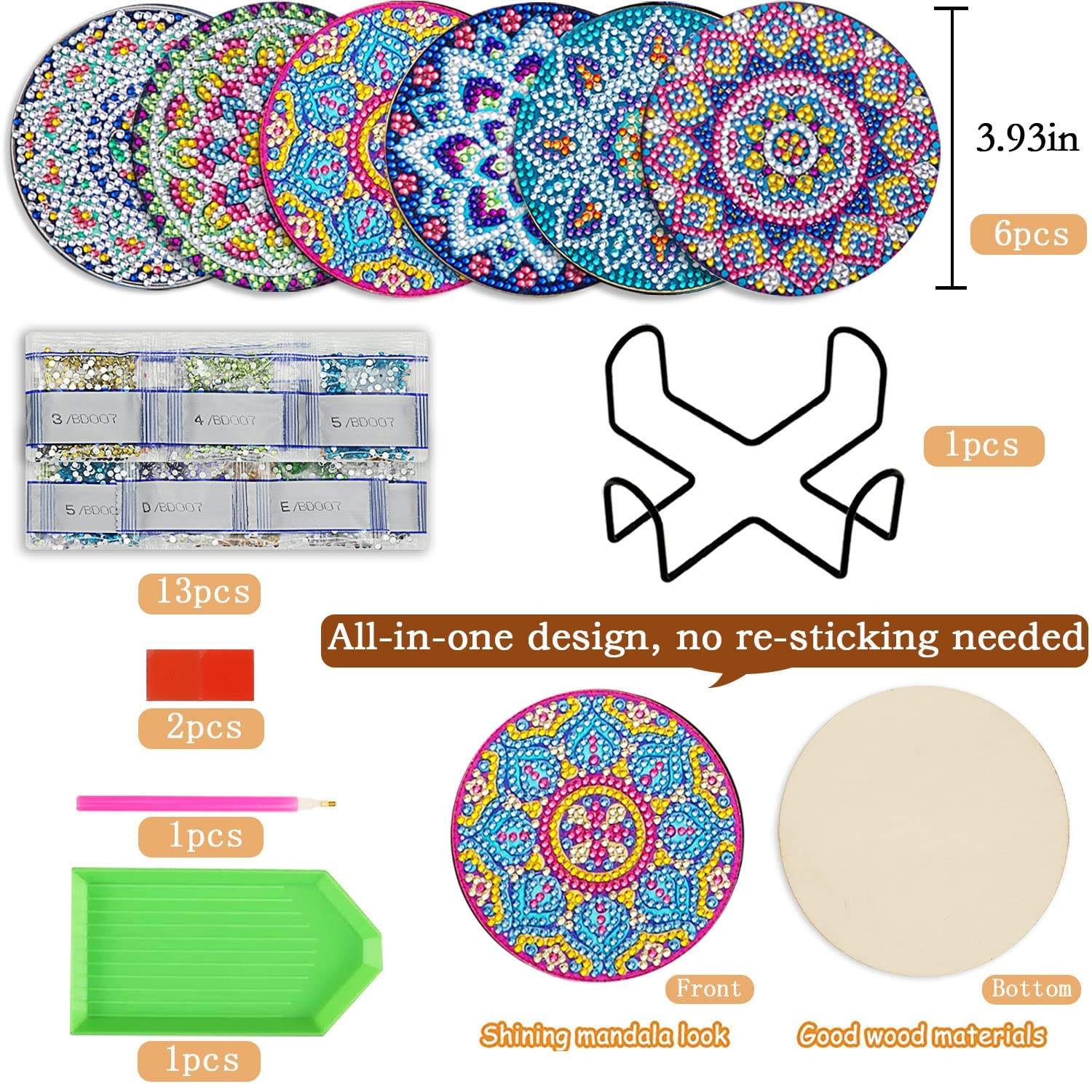 Diy Diamond Painting Coaster Mandala Drink Cup Cushion Non-slip Table Placemat Insulation Pad Kitchen Accessories