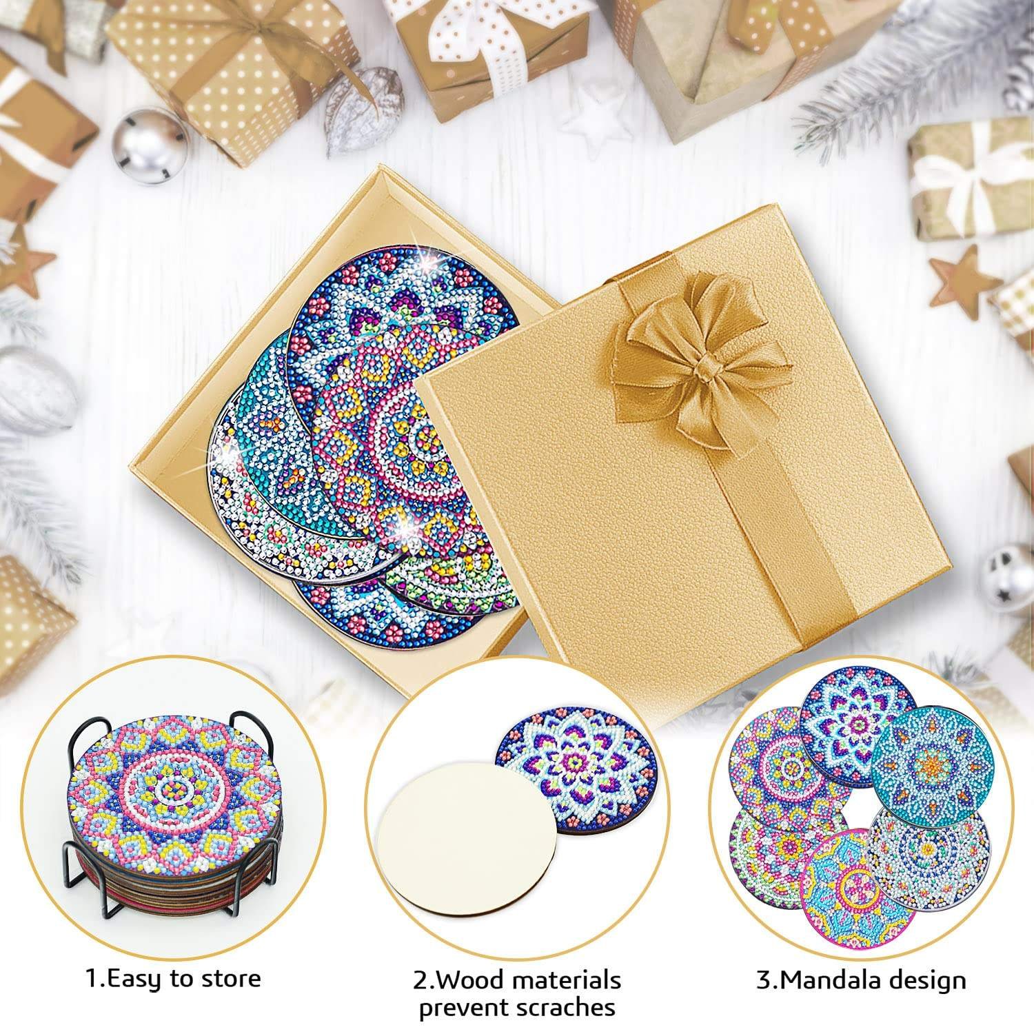 Diy Diamond Painting Coaster Mandala Drink Cup Cushion Non-slip Table Placemat Insulation Pad Kitchen Accessories