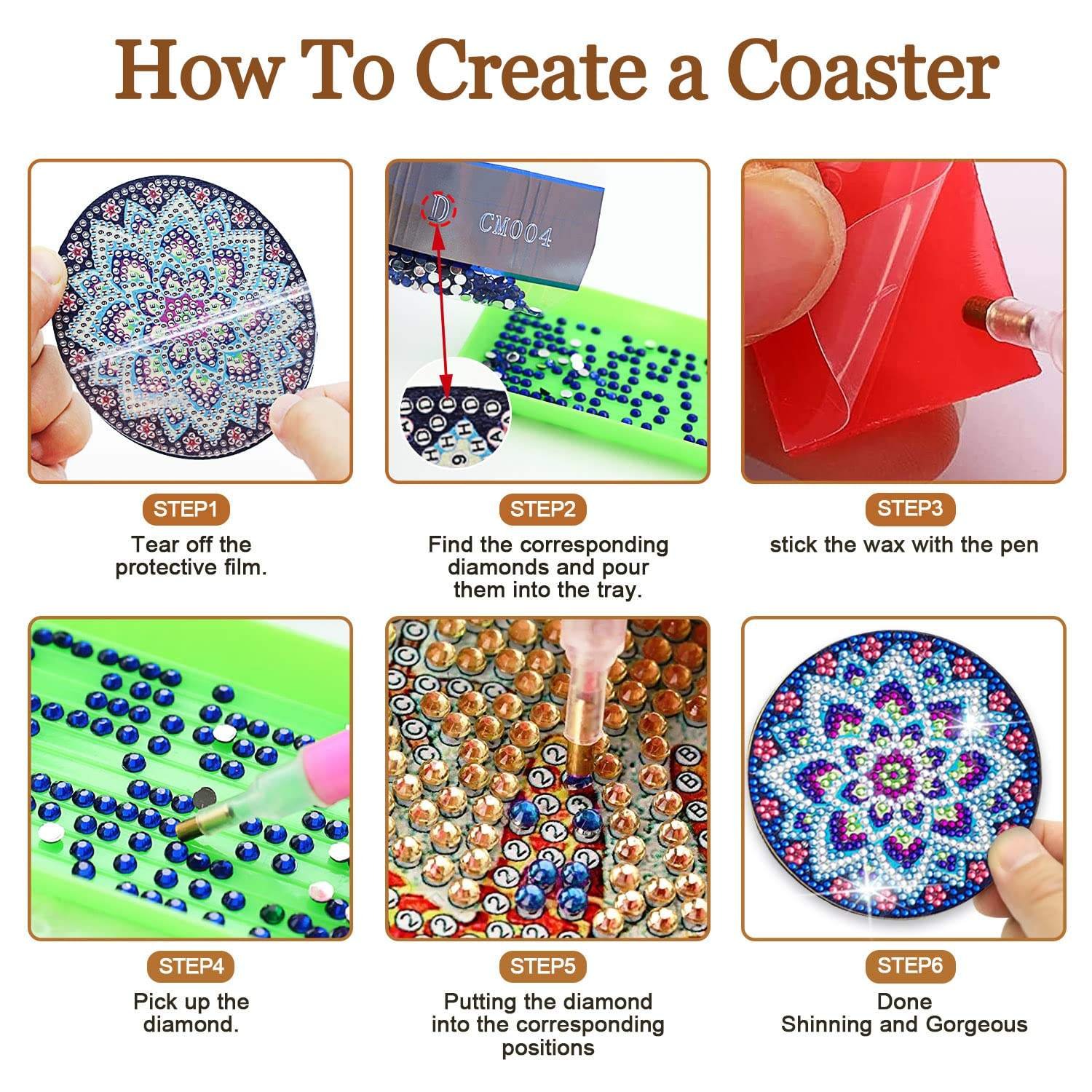 Diy Diamond Painting Coaster Mandala Drink Cup Cushion Non-slip Table Placemat Insulation Pad Kitchen Accessories