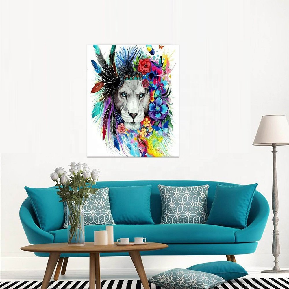 3d puzzle majestic king lion round resin full drills diamond mosaic painting for adults