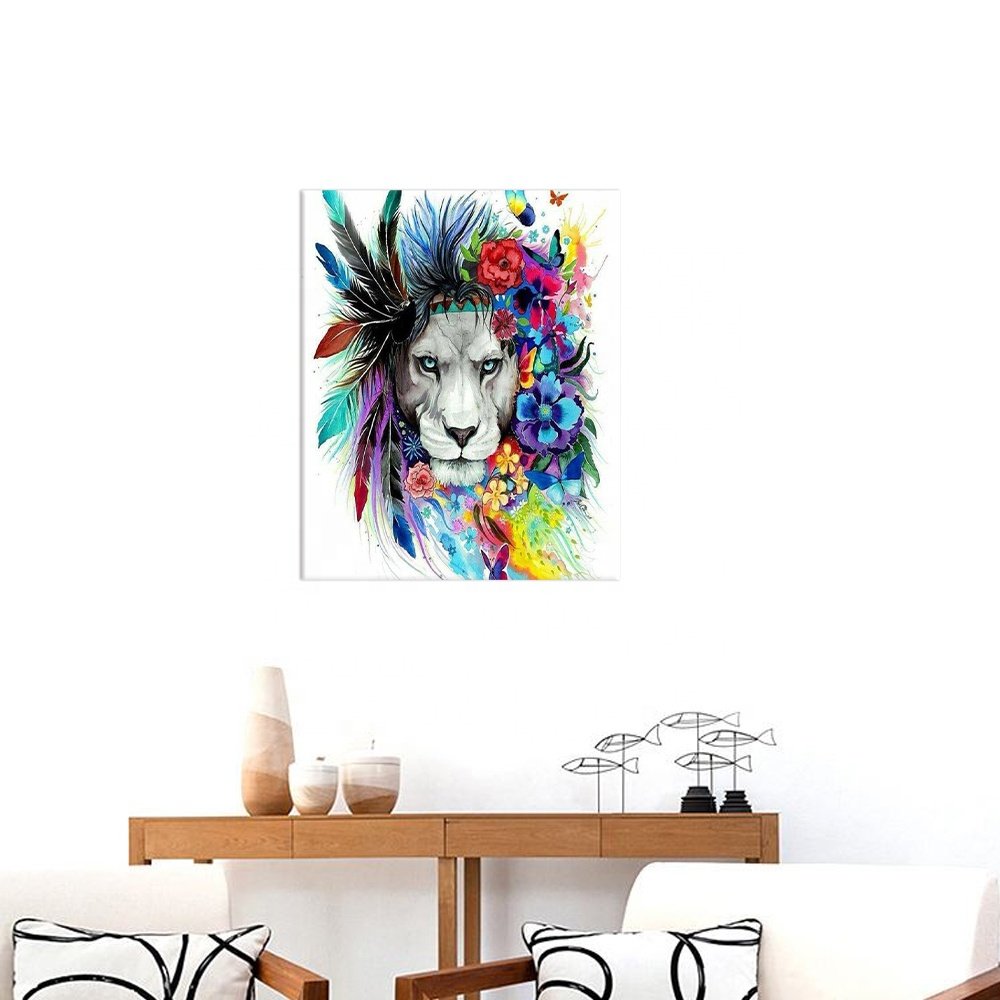3d puzzle majestic king lion round resin full drills diamond mosaic painting for adults
