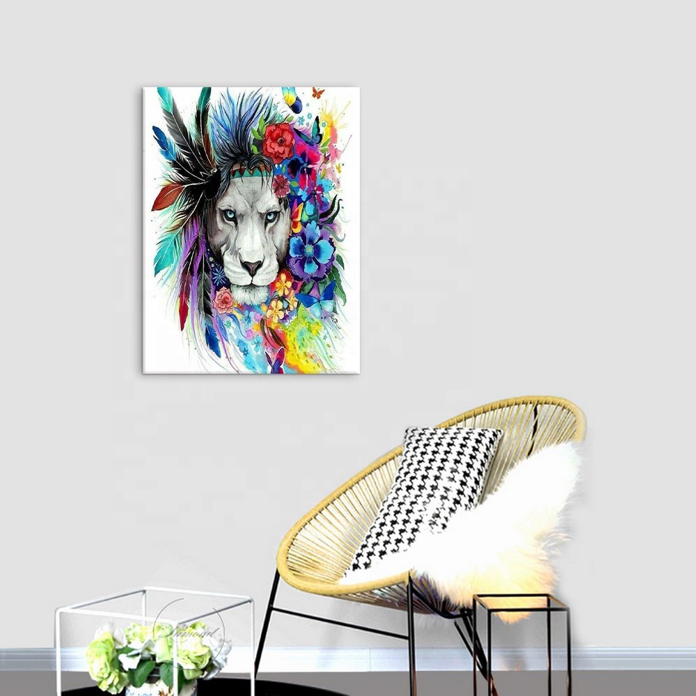 3d puzzle majestic king lion round resin full drills diamond mosaic painting for adults