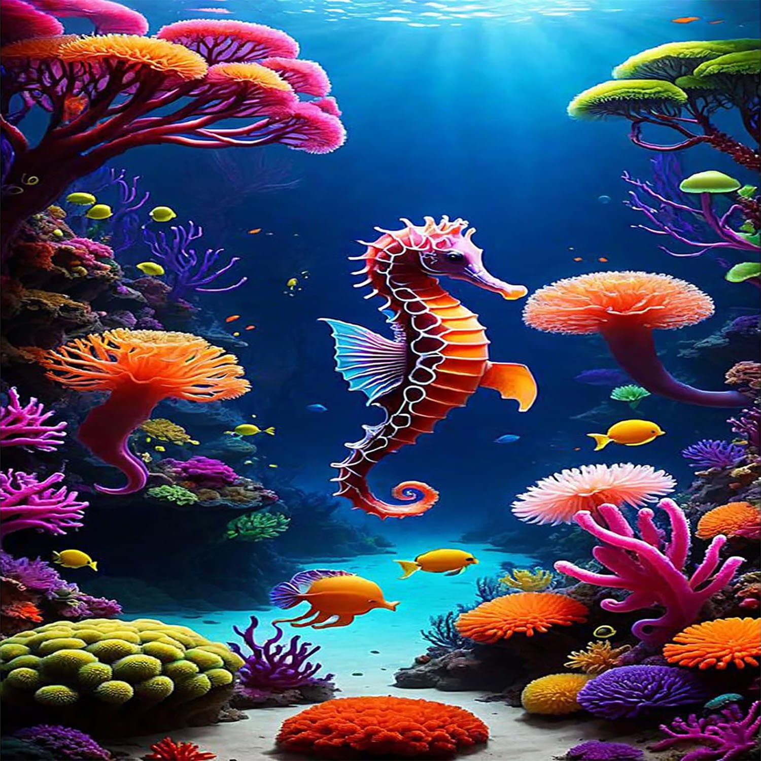 Adult Diamond Painting Set Deep Sea Seahorse Marine Life Round Diamond Art Set Diamond Painting Art Home Wall Decoration Gift