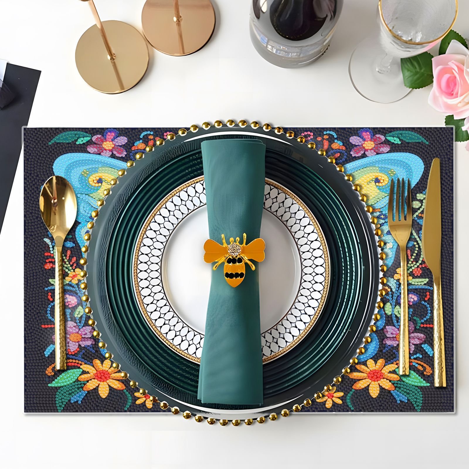 LS new Diamond painting Dining Plate mat Mandala butterfly placemat Diamond Decal painting craft