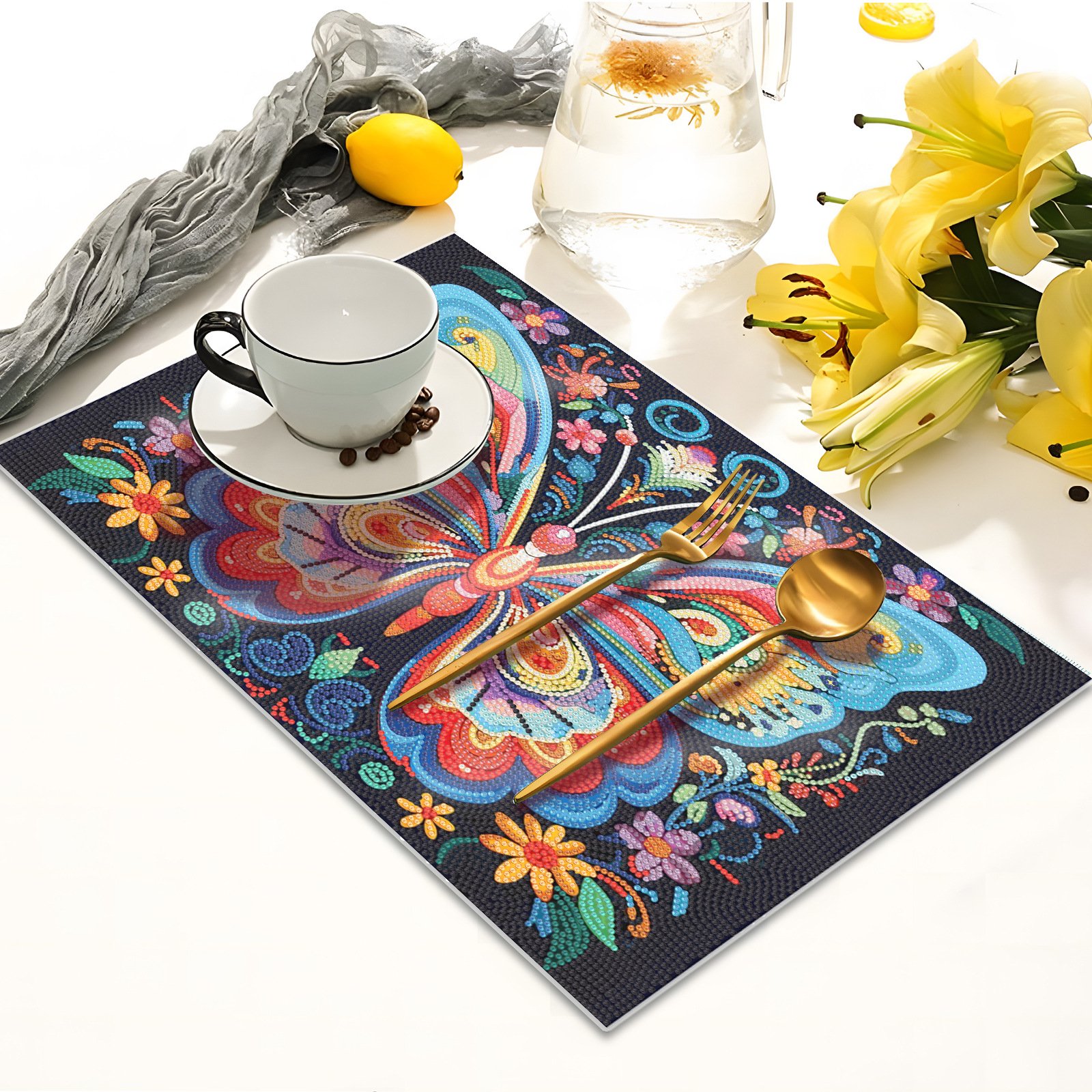 LS new Diamond painting Dining Plate mat Mandala butterfly placemat Diamond Decal painting craft