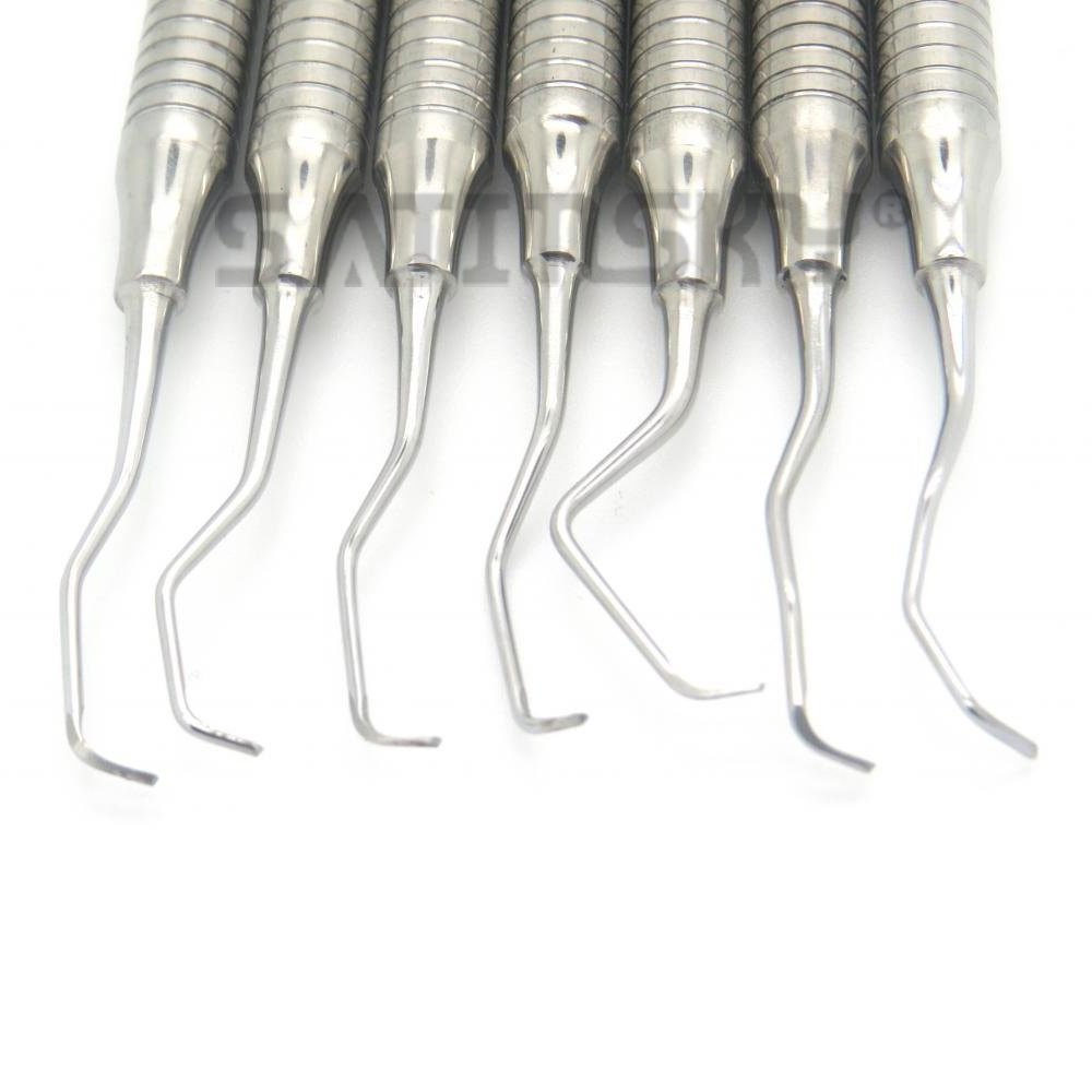 Hot Selling Diagnostic Examination Export Quality Wholesale Dental Gracey Curette Set Of 7 Periodontal Curettes Hollow Handle