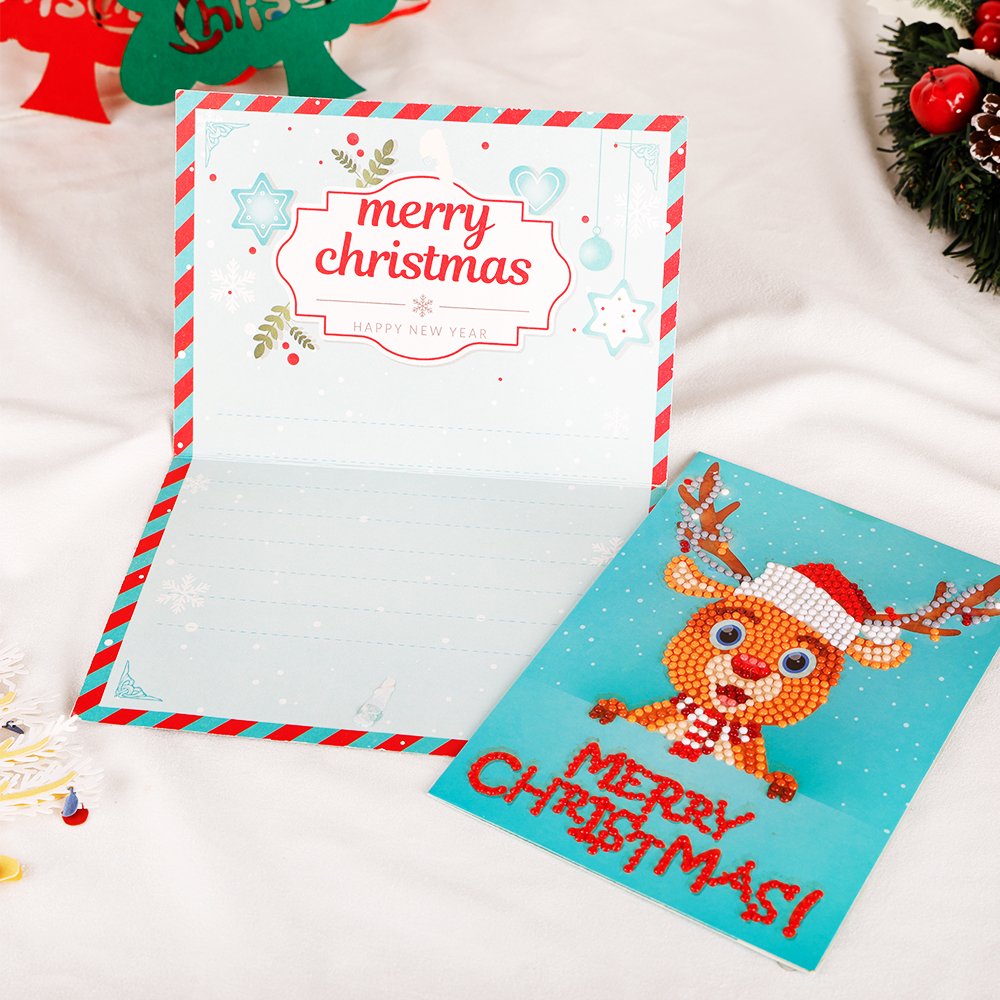 Diamond Painting Christmas Greeting Cards Cute Elk Greeting Cards 5d Diamond Painting handmade decoration greeting card