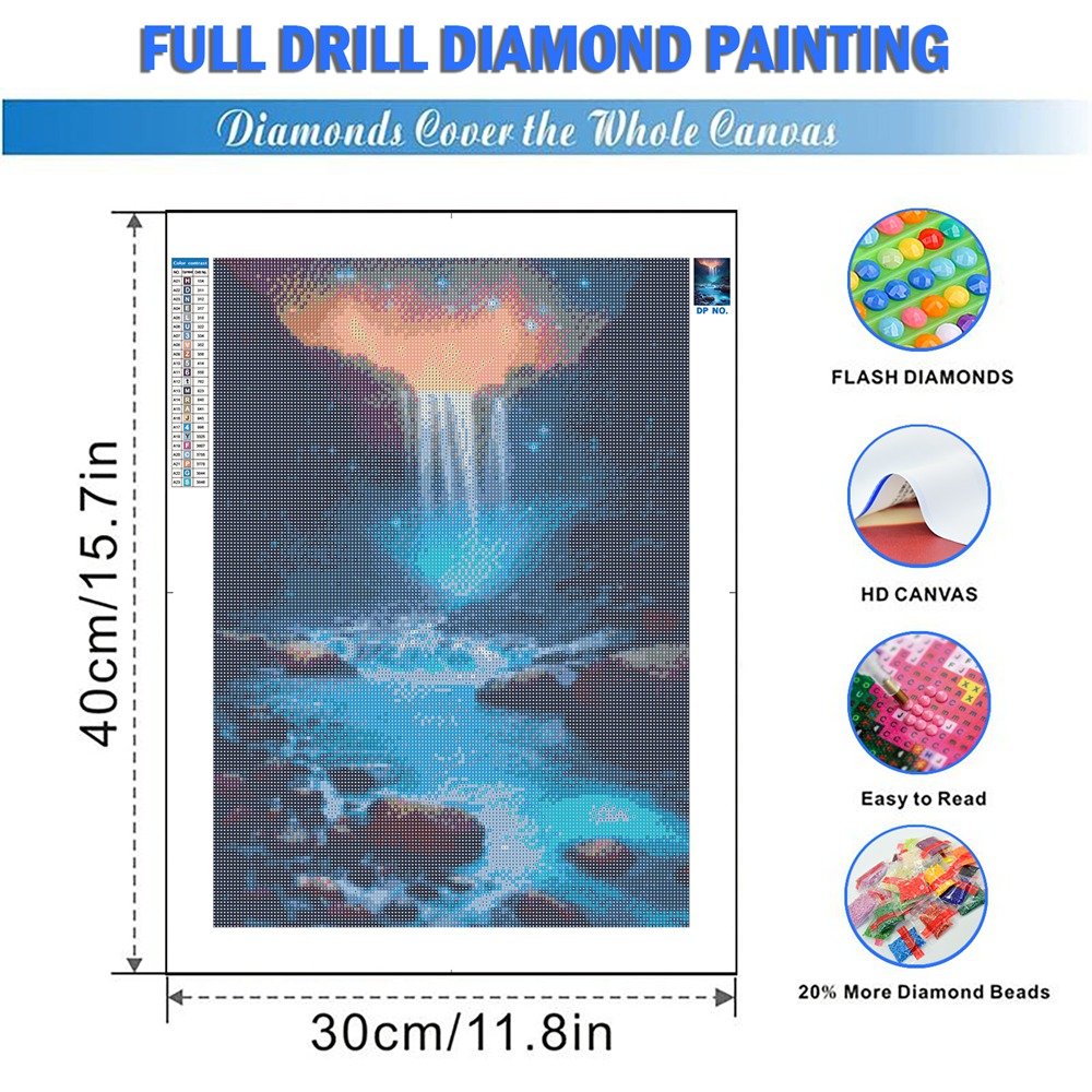 Canvas Custom Size Nature Beautiful 5D DIY Crystal Painting Diamond Mosaic Landscape Kits Blue Lake Water Diamond Dots Painting