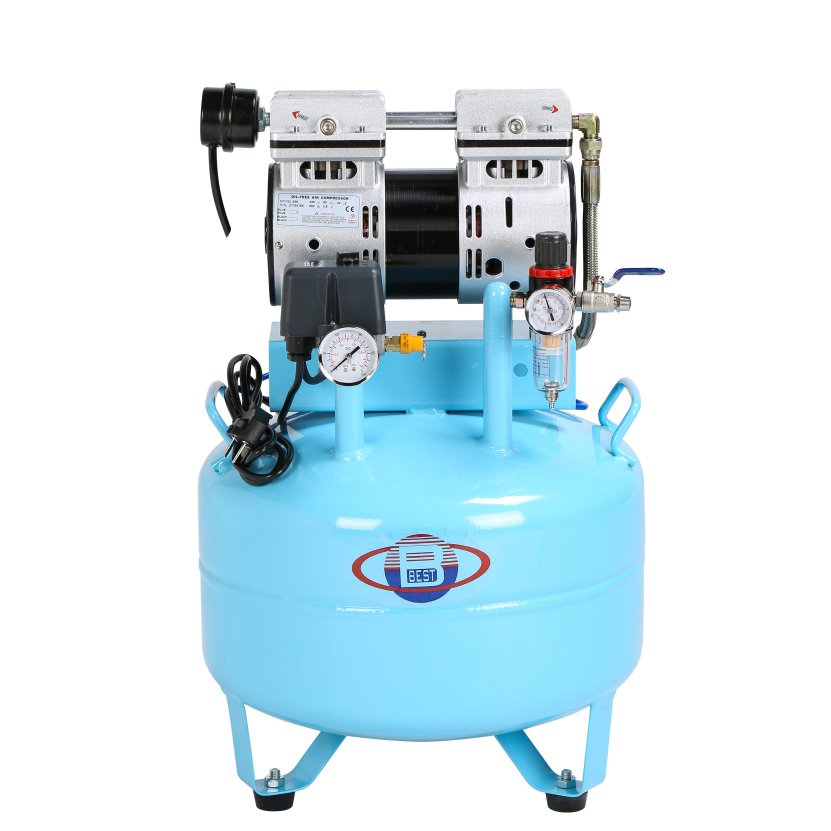 Industrial Dental Clinic Mini 40L Oil Free 130L/min Air Flow Pump High Speed Handpiece Oilless Silent Air Compressor With Valve