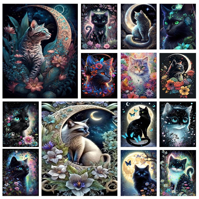 New 5D Full Drill Diamond Painting Material Package Animal Cat Series DIY Mmosaic Painting Art Room Decoration Painting