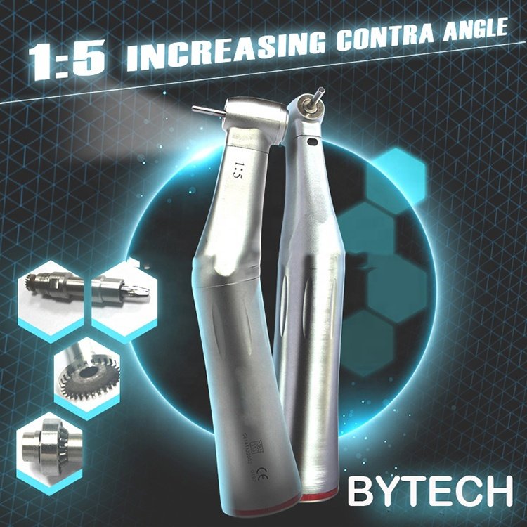 Factory price 1:5 increasing 4 water spray fiber optic push buton contra angle dental handpiece