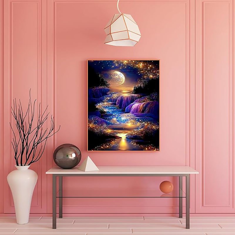 Moonlight Waterfall Diamond Painting Handmade DIY Toy Dream Landscape Series Diamond paintings and home wall decoration arts