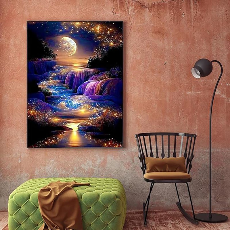 Moonlight Waterfall Diamond Painting Handmade DIY Toy Dream Landscape Series Diamond paintings and home wall decoration arts