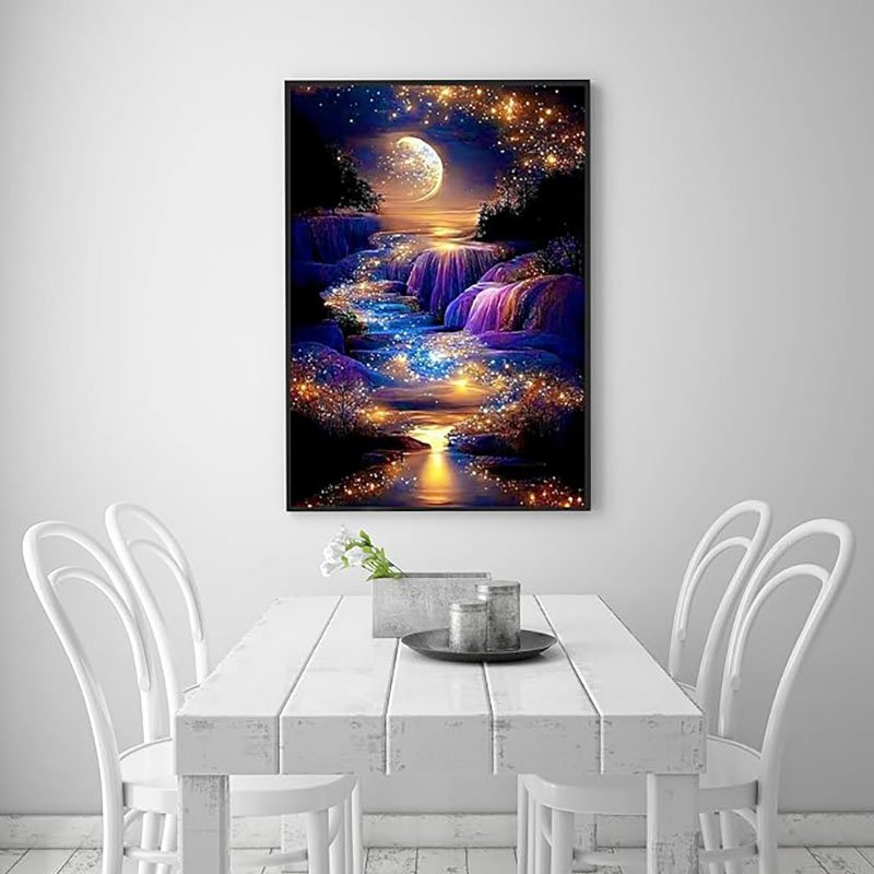 Moonlight Waterfall Diamond Painting Handmade DIY Toy Dream Landscape Series Diamond paintings and home wall decoration arts