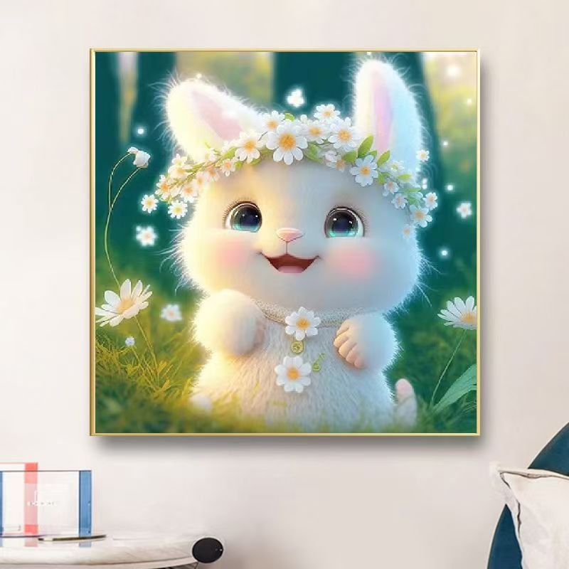Direct Factory Supply High Quality 5D Diamond Painting Rabbit Canvas Modern Style Cute New Type 5D Diamond Painting