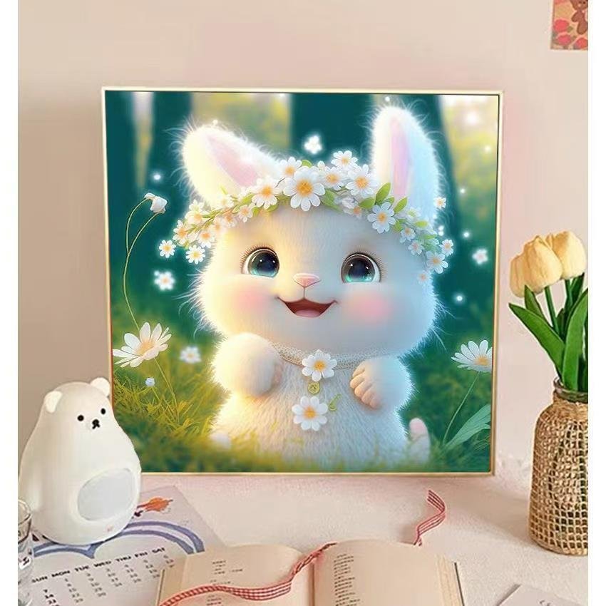 Direct Factory Supply High Quality 5D Diamond Painting Rabbit Canvas Modern Style Cute New Type 5D Diamond Painting