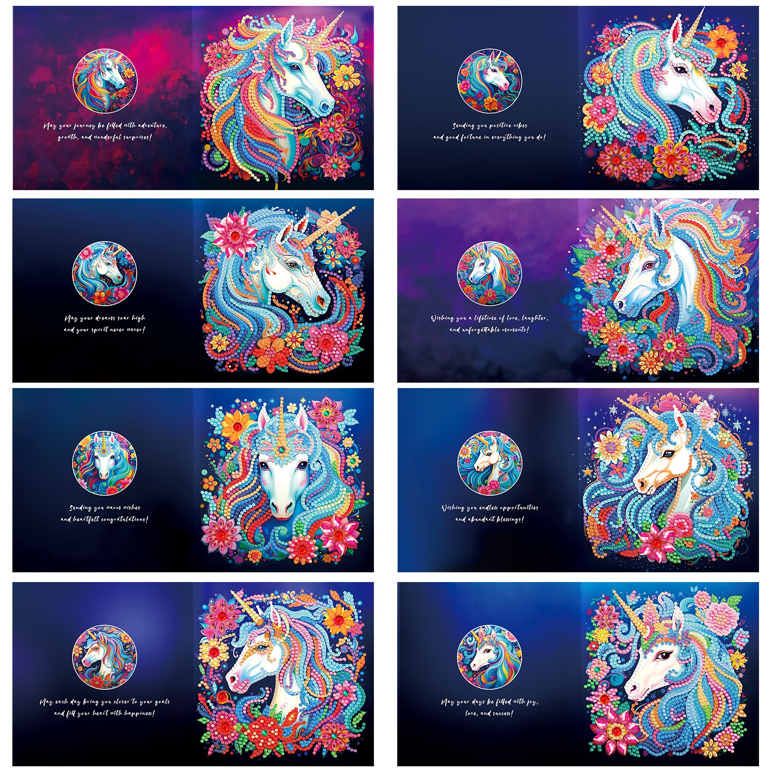 Diamond Painting 5D Greeting Cards Horse Flower Crystal Special Shaped Diamond DIY Diamond Art Postcards